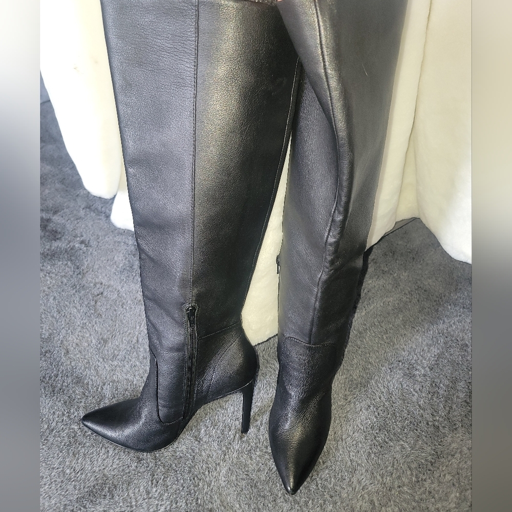 Kenneth Cole Leather Black Knee-High Women's Boots - Picture 4 of 12